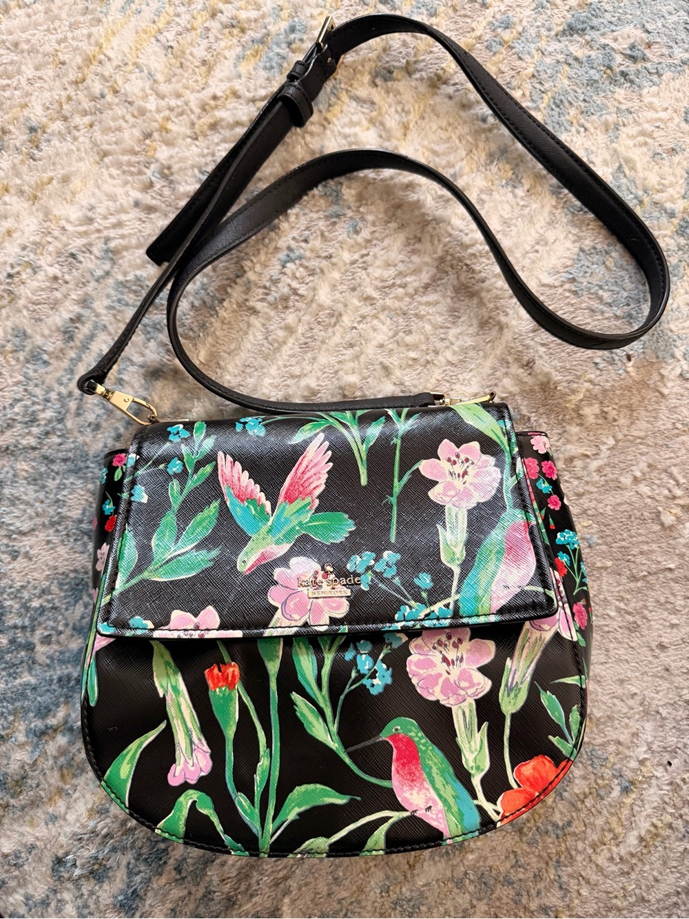 kate spade Black Floral & Bird Crossbody Bag